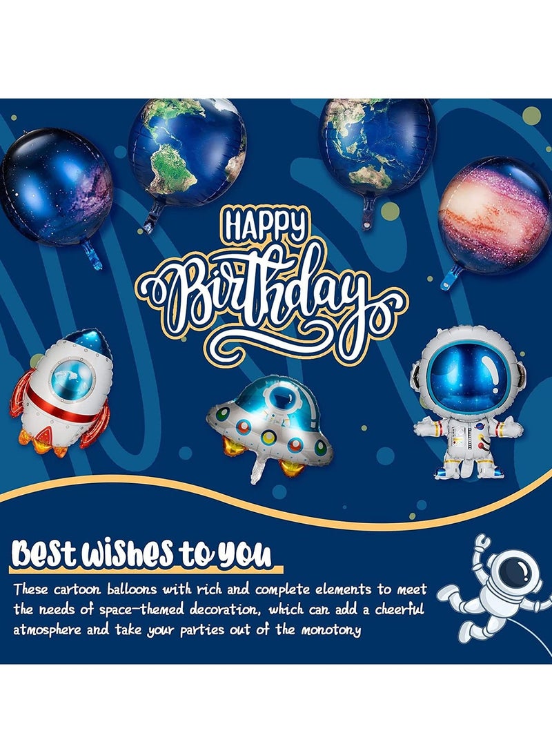 Excefore Galaxy Space Balloons, 8 Pcs Large Outer Space Cartoon Balloons, Inflatable Rocket Astronaut Earth Spaceship Foil Planet Balloons, Space Party Supplies for Birthday Party Baby Shower - Image 4