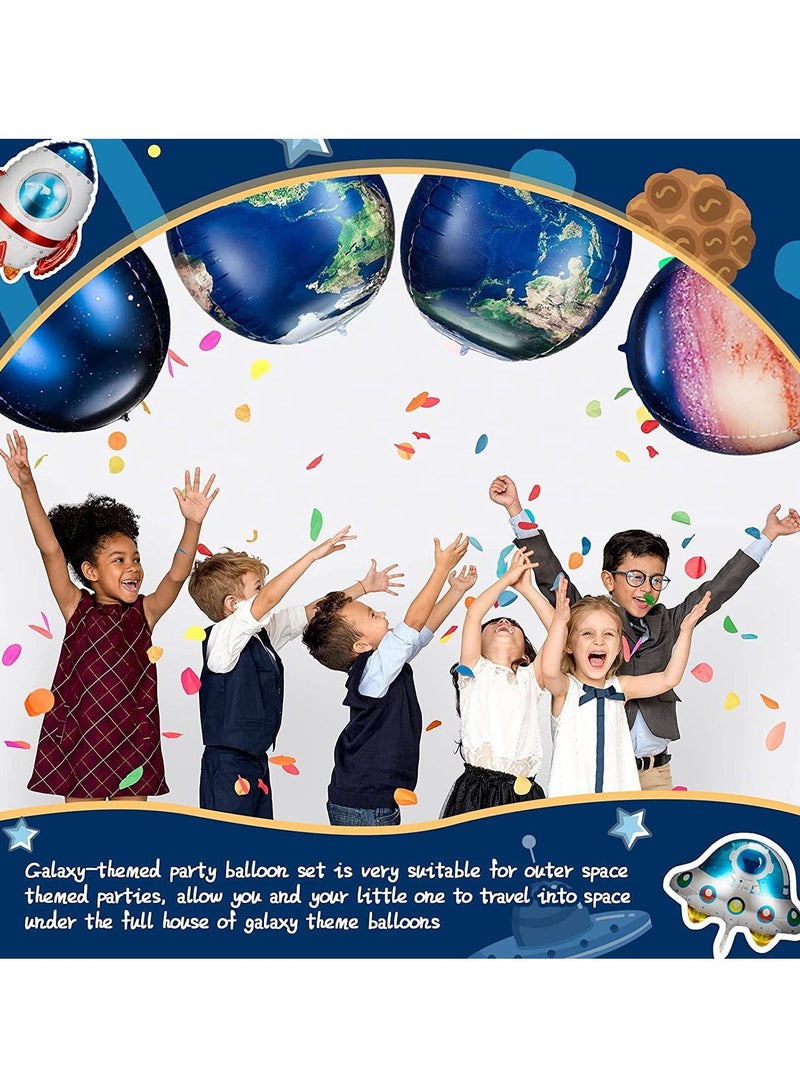 Excefore Galaxy Space Balloons, 8 Pcs Large Outer Space Cartoon Balloons, Inflatable Rocket Astronaut Earth Spaceship Foil Planet Balloons, Space Party Supplies for Birthday Party Baby Shower - Image 5