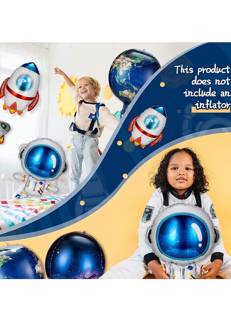 Excefore Galaxy Space Balloons, 8 Pcs Large Outer Space Cartoon Balloons, Inflatable Rocket Astronaut Earth Spaceship Foil Planet Balloons, Space Party Supplies for Birthday Party Baby Shower - Image 3