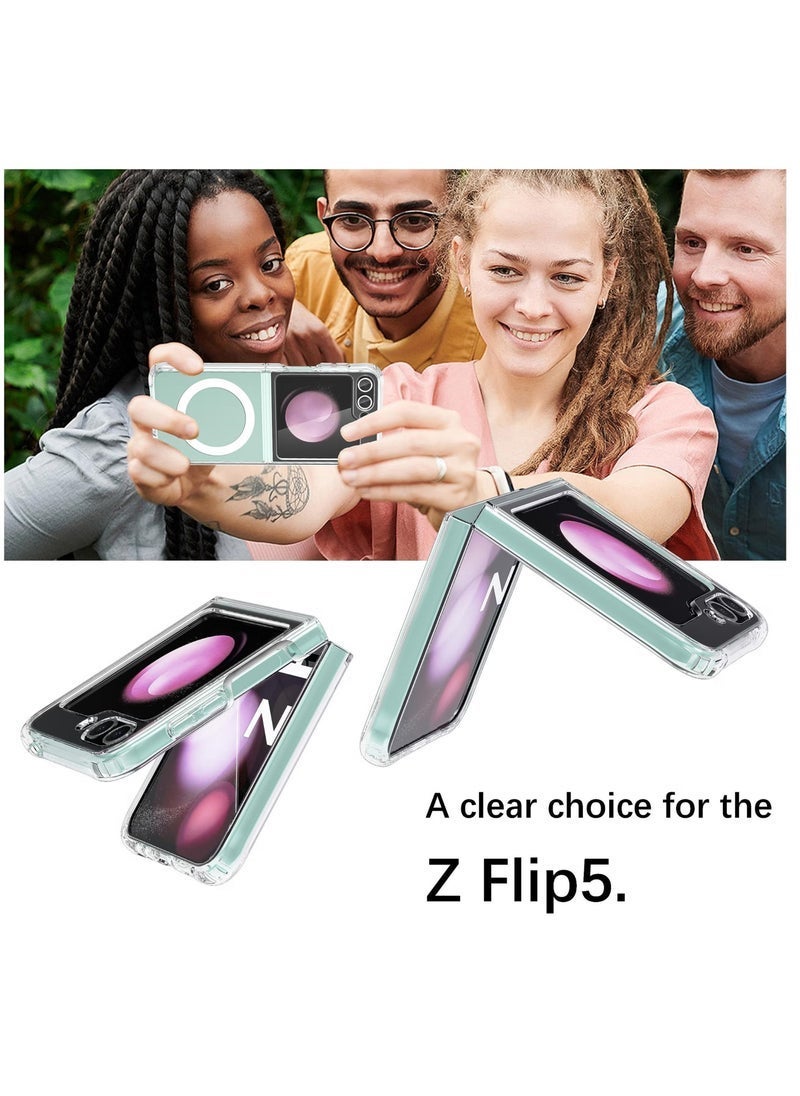 Raxoom Galaxy Z Flip 5 Magnetic Clear Case Cover â€“ Transparent Shockproof Protective Case Compatible with Magsafe Card Wallet & Wireless Charger â€“ Slim, Durable, and Scratch-Resistant Phone Case for Samsung Galaxy Z Flip 5 - Image 4