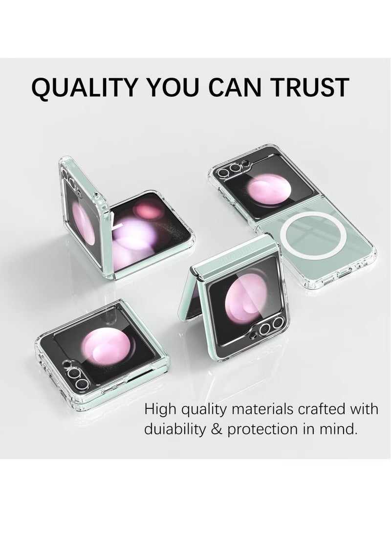 Raxoom Galaxy Z Flip 5 Magnetic Clear Case Cover â€“ Transparent Shockproof Protective Case Compatible with Magsafe Card Wallet & Wireless Charger â€“ Slim, Durable, and Scratch-Resistant Phone Case for Samsung Galaxy Z Flip 5 - Image 5