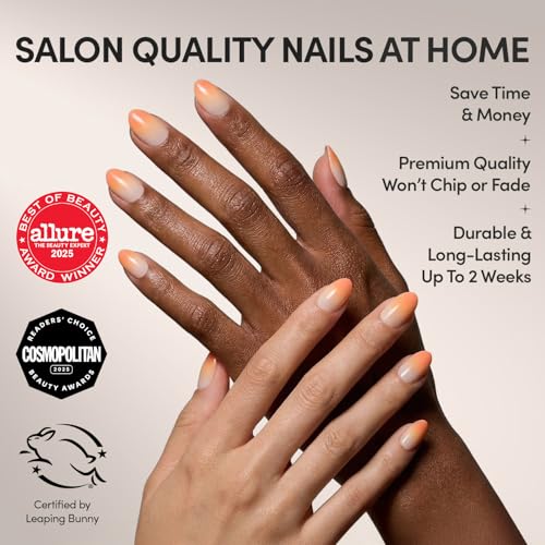 Glamnetic Press On Nails Candy Corn Short Oval Fake Nails with Ombre Design and Glazed Finish Salon Quality Halloween Nails 15 Sizes 30 Nail Kit with Glue - Image 3