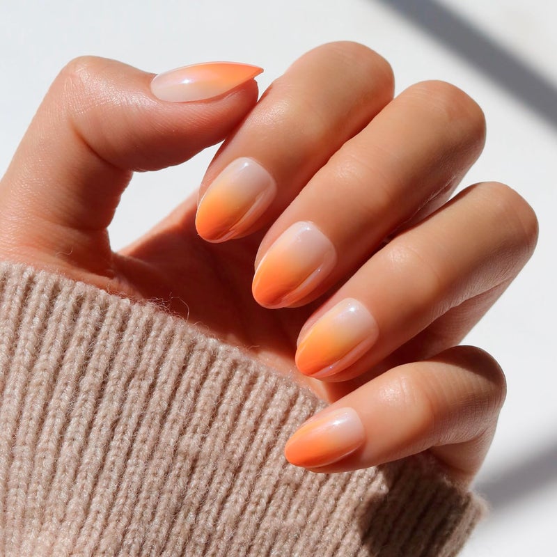 Glamnetic Press On Nails Candy Corn Short Oval Fake Nails with Ombre Design and Glazed Finish Salon Quality Halloween Nails 15 Sizes 30 Nail Kit with Glue - Image 2