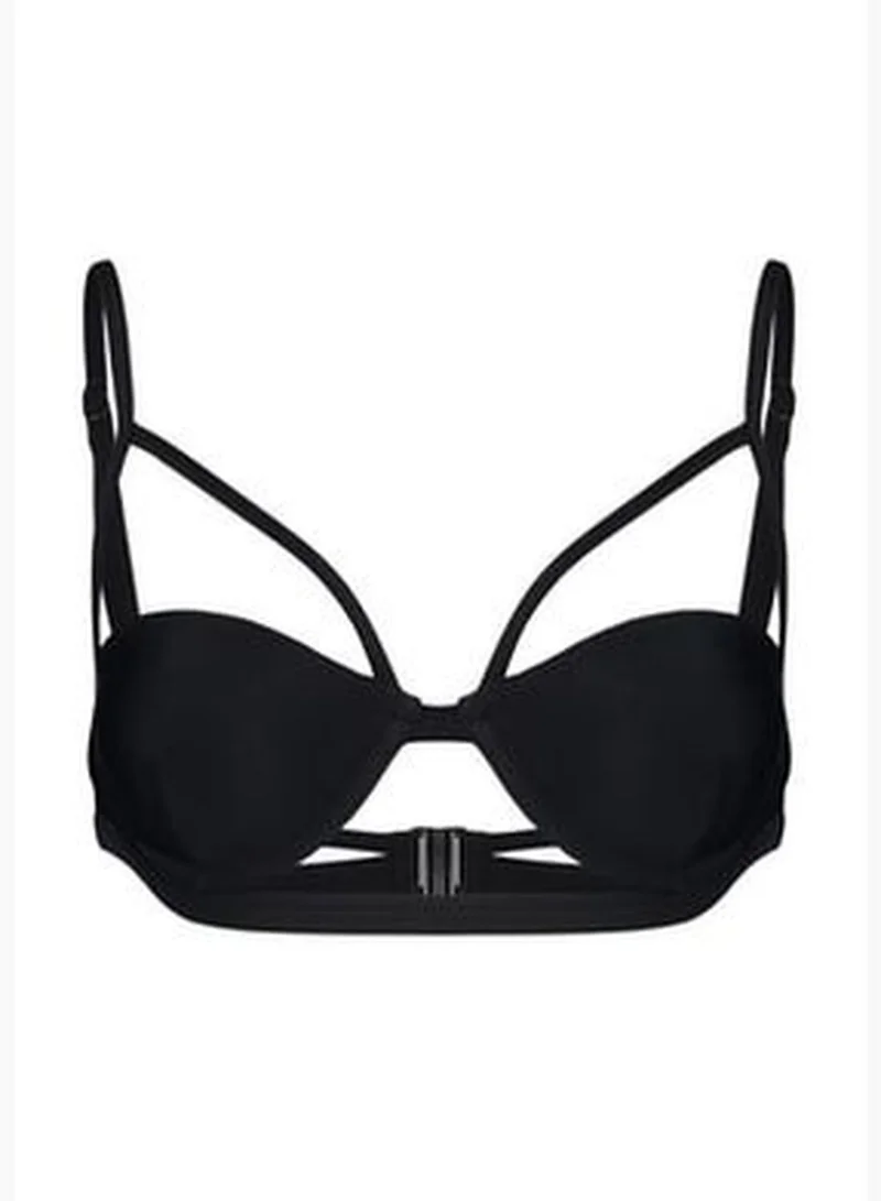 trendyol Black Underwire Piping Bikini Top TBESS23BU00013