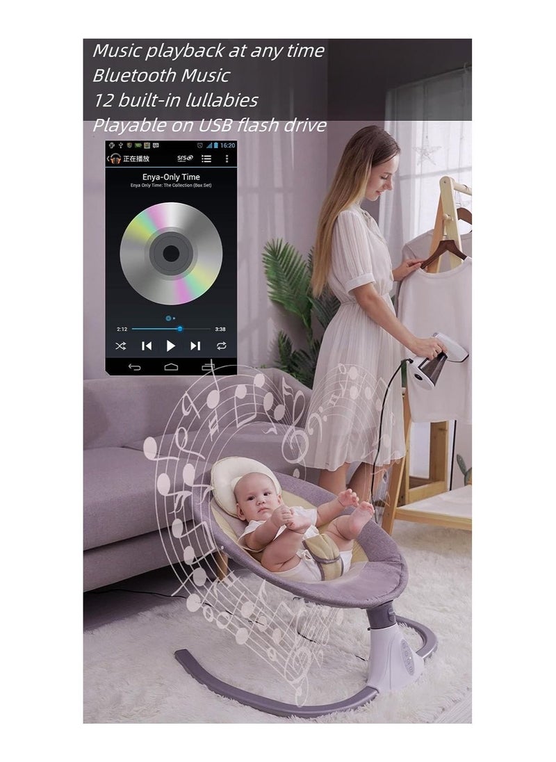 Vinnatsu - Baby Electric Rocking Chair Baby Swing Baby Bouncer,Baby Rocker Automatic,Crib Electric Rocking Chair,Smart Bluetooth Electric Cradle With Remote control and Mosquito Net Newborn to Toddler - Image 1
