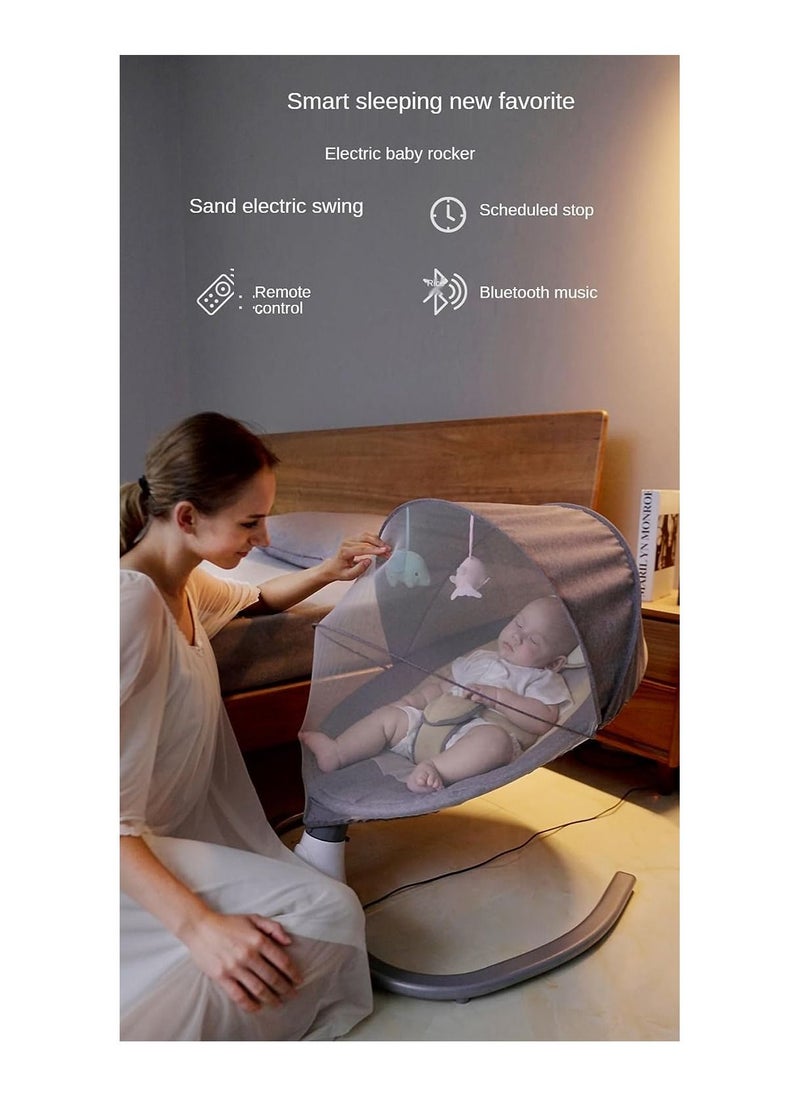 Vinnatsu - Baby Electric Rocking Chair Baby Swing Baby Bouncer,Baby Rocker Automatic,Crib Electric Rocking Chair,Smart Bluetooth Electric Cradle With Remote control and Mosquito Net Newborn to Toddler - Image 1