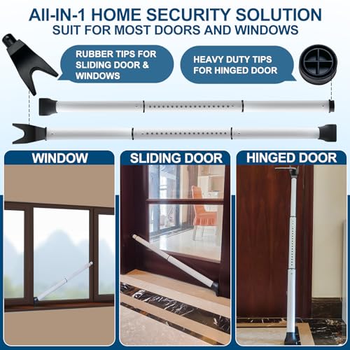 Rerishom Door Security Bar, Door Stoppers Security bar,Heavy Duty Door Lock Security Door Jammer Door Stopper for Apartment, Hotel Room,Screen Door Hardware, 1 Pack - Image 2