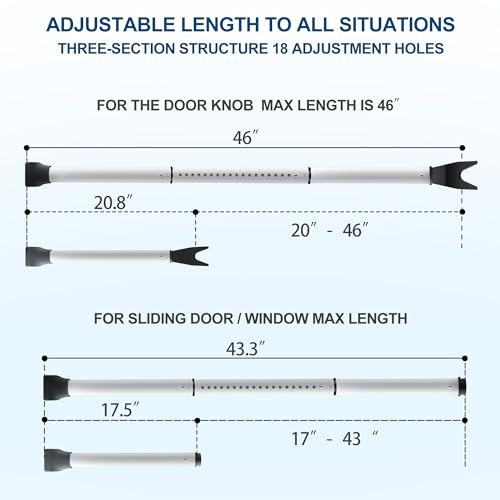 Rerishom Door Security Bar, Door Stoppers Security bar,Heavy Duty Door Lock Security Door Jammer Door Stopper for Apartment, Hotel Room,Screen Door Hardware, 1 Pack - Image 3