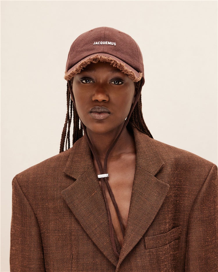 New JACQUEMUS Hyun-a Hyun-a Same-style Edge Grinding Baseball Cap Women''s Tassel Sunshade Sunscreen Cap with Windproof Rope - Image 5