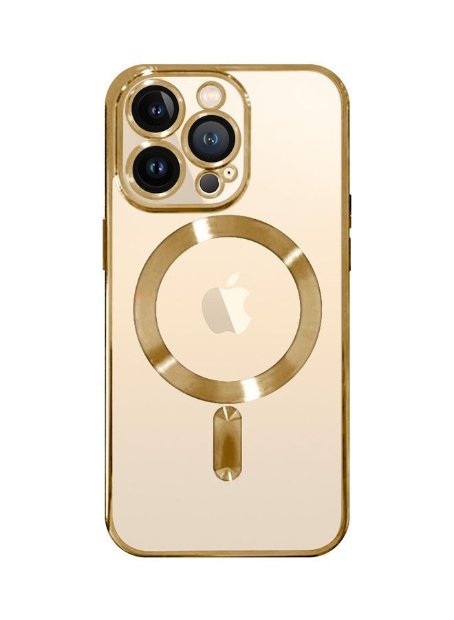 vesus iPhone 13 Pro Max Clear Case with MagSafe Wireless Charging Compatible Back Cover with Electroplating Shockproof Frame Gold