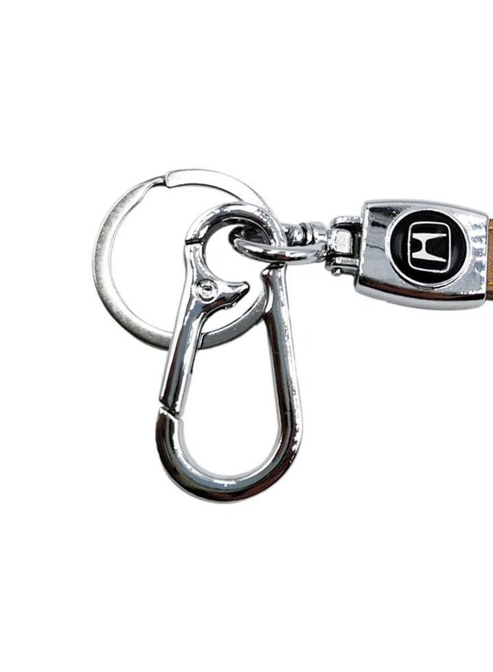 Honda Car Key Chain-HONDA, Metal Ring With PU Leather Strap Keychain, Home Key Chain, - Image 3