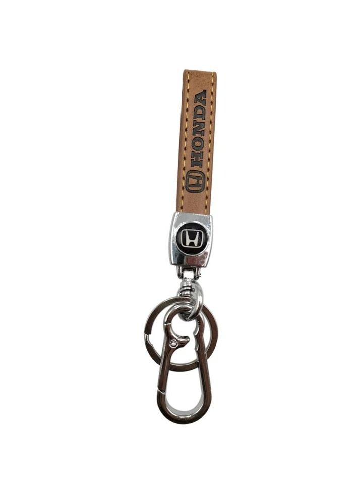 Honda Car Key Chain-HONDA, Metal Ring With PU Leather Strap Keychain, Home Key Chain, - Image 2