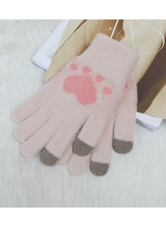 Women's Warm Winter Plush Thick Windproof Cartoon Cute Student Wool Gloves