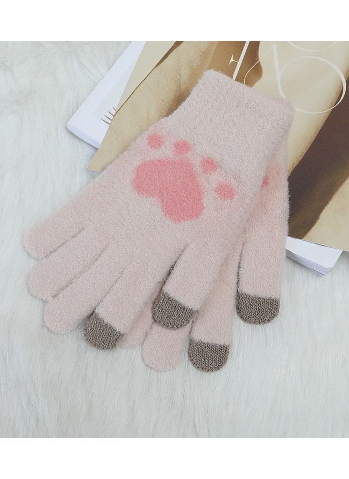 Golovejoy - Women's Warm Winter Plush Thick Windproof Cartoon Cute Student Wool Gloves - Image 1