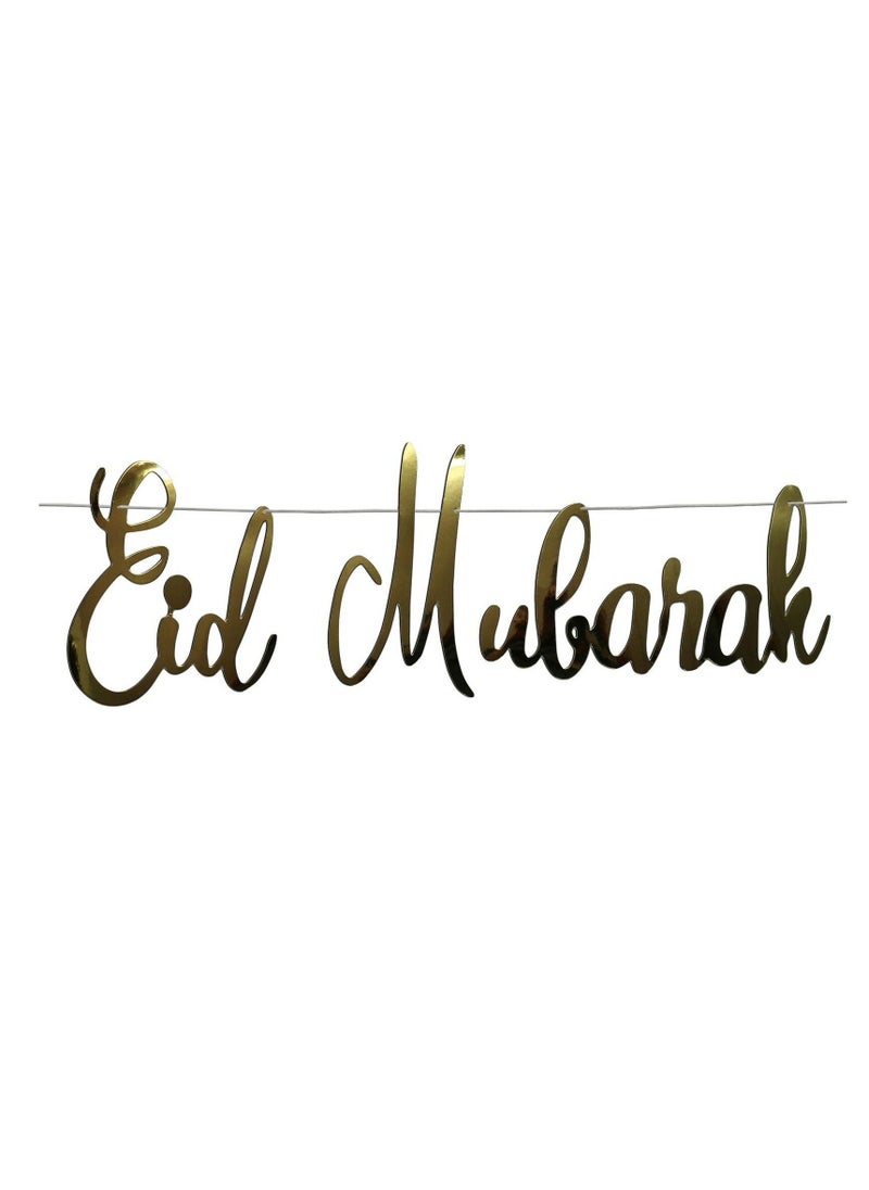 Party Propz Party Propz Eid Mubarak Decoration - Eid Mubarak Banner - Gold Mettalic  - Image 1