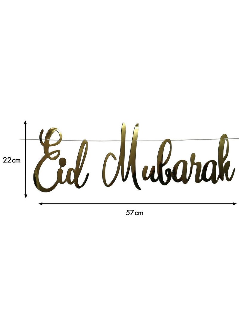 Party Propz Party Propz Eid Mubarak Decoration - Eid Mubarak Banner - Gold Mettalic  - Image 2
