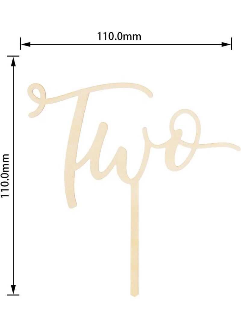 يلازيلا Two / 2 Year Old / 2nd Birthday or 2 year milestone Wooden Cake Topper - Image 2
