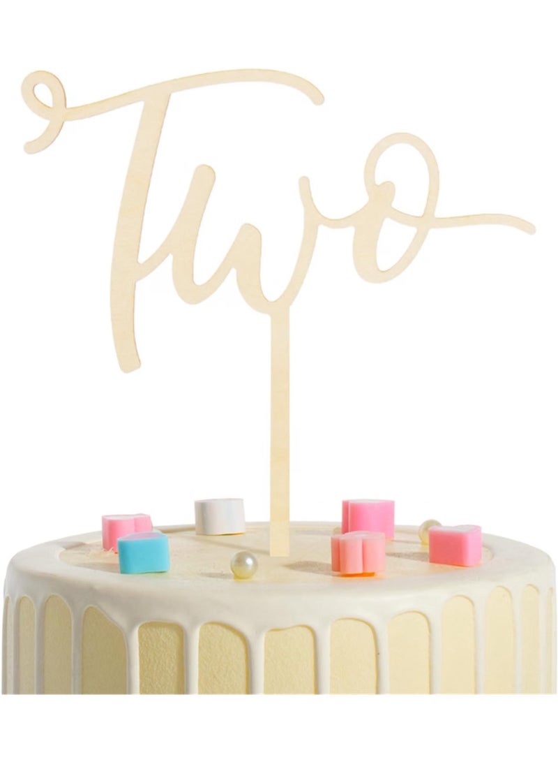 يلازيلا Two / 2 Year Old / 2nd Birthday or 2 year milestone Wooden Cake Topper - Image 1
