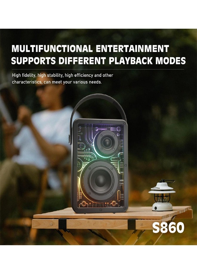 Lenyes - Lenyes S860 80W Wireless Speaker Bluetooth 5.3 Transparan Cyberpunk Rgb Colorful Led Light Portable Tws - Image 1