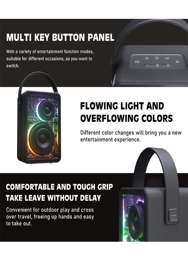 Lenyes - Lenyes S860 80W Wireless Speaker Bluetooth 5.3 Transparan Cyberpunk Rgb Colorful Led Light Portable Tws - Image 1