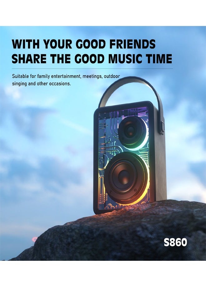 Lenyes - Lenyes S860 80W Wireless Speaker Bluetooth 5.3 Transparan Cyberpunk Rgb Colorful Led Light Portable Tws - Image 1