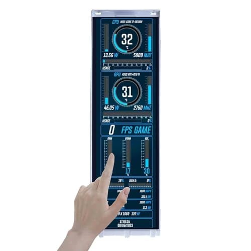 VSDISPLAY 14.5 Inch 2K Touch Screen Monitor 2560x720 for Y70 PC Computer Case Building CPU/GPU Temperature Monitoring IPS LCD Display Supports/USB C Input,White Frame - Image 1