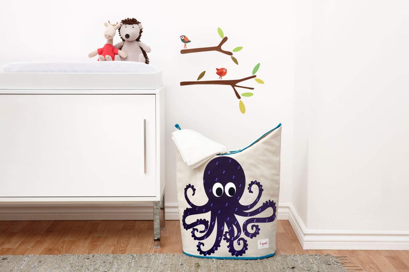 3 Sprouts Baby Laundry Basket for Nursery - Hamper with Handles/Lid, Large Storage Basket, Toy Bin, Room Decor - Kids Hamper, Baby Clothes Storage Organizer, Octopus - Image 5