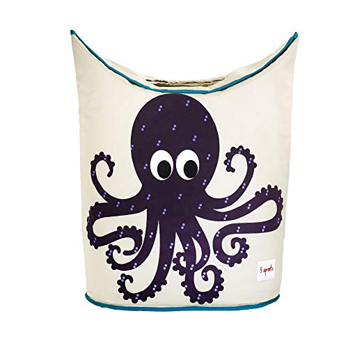 3 Sprouts Baby Laundry Basket for Nursery - Hamper with Handles/Lid, Large Storage Basket, Toy Bin, Room Decor - Kids Hamper, Baby Clothes Storage Organizer, Octopus - Image 1