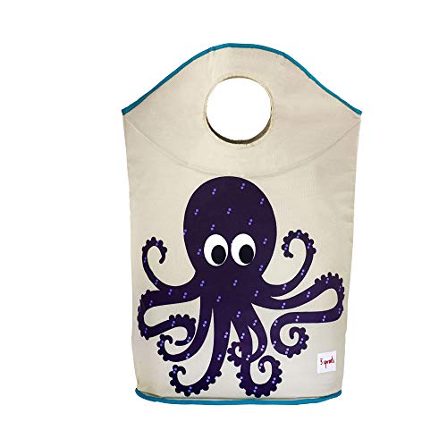 3 Sprouts Baby Laundry Basket for Nursery - Hamper with Handles/Lid, Large Storage Basket, Toy Bin, Room Decor - Kids Hamper, Baby Clothes Storage Organizer, Octopus - Image 2