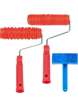 JAPCHET 3 PCS 7 Inch Wood Graining Painting Tool Set Rubber Wood Pattern Paint Roller with Plastic Handle Wood Grain Knurling Tool Set for Wall Decoration DIY Art Projects - pzsku/ZD85F76E5E86EACDE5E3FZ/45/1747233258/91cd92f3-cb15-4e5c-ba06-7297d226c2fc