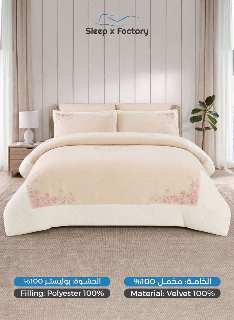 سليب × فاكتوري طقم مفرش شتوي مخمل مزخرف 6 قطع – مقاس كينج - Image 3