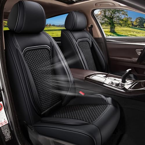 IKABEVEM Car Seat Covers Full Set for Kia Sportage 2009-2025 2026, Breathable Cooling Ice Silk Leather Car Seat Covers, 5 Seats Vehicle Seat Protector Seat Cushion Auto Accessories (Black) - Image 1