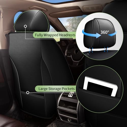 IKABEVEM Car Seat Covers Full Set for Kia Sportage 2009-2025 2026, Breathable Cooling Ice Silk Leather Car Seat Covers, 5 Seats Vehicle Seat Protector Seat Cushion Auto Accessories (Black) - Image 5
