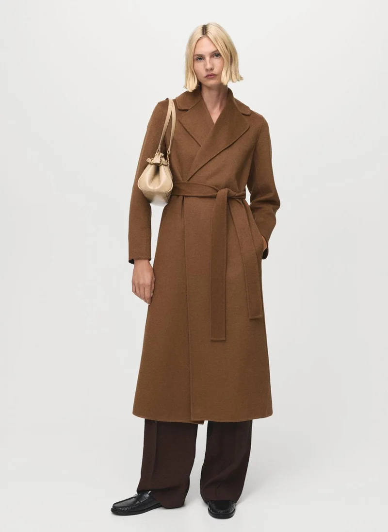 MANGO Wool coat with handmade belt