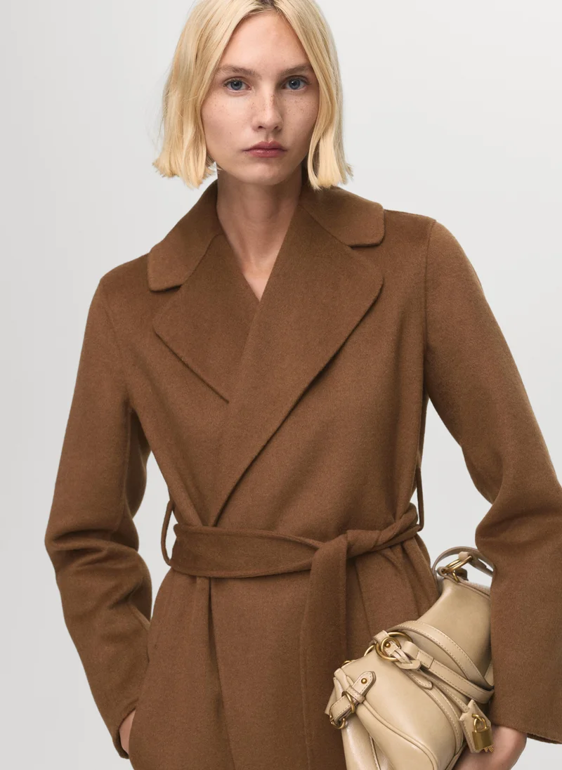 MANGO  Wool coat with handmade belt for Women | Best Price UAE