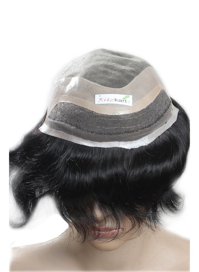 Ritzkart Front Lace Hair Toupee/Patches/Systems/Wigs For Men 100% Natural Human Hair Black (8X6) - Image 1