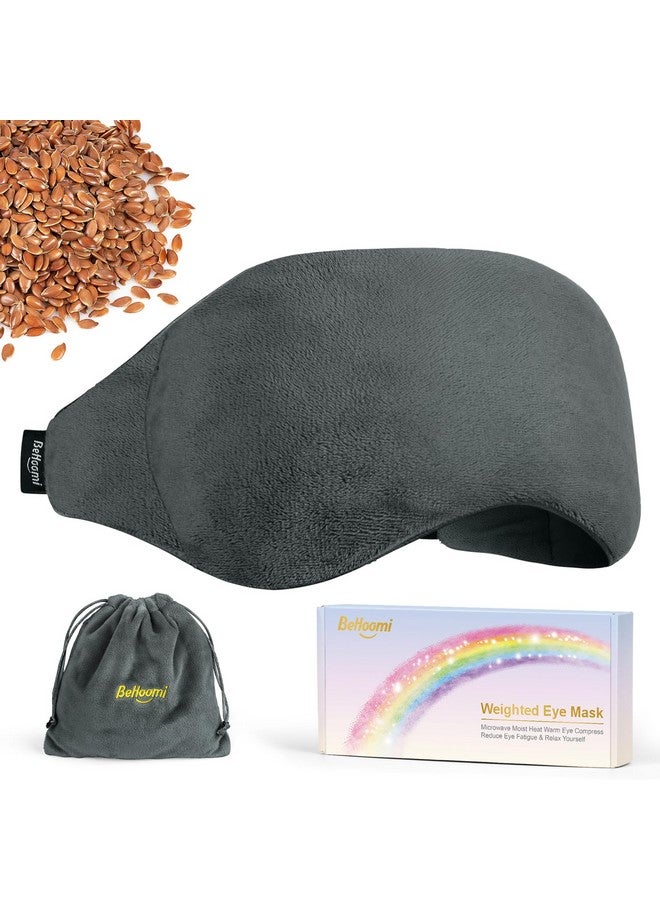 BeHoomi Weighted Eye Mask For Sleeping Soft Heated Eye Mask Moist Heat Warm Compress For Eyes Natural Flaxseeds Microwave Reusable Sleep Mask Must Haves For Women Spa Home Office (Grey)  - Image 1