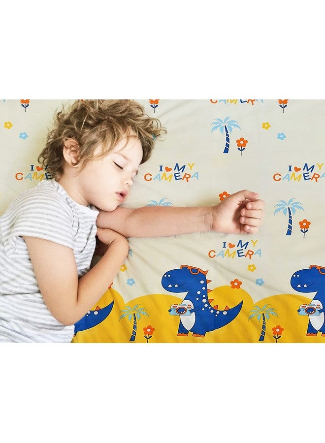 Filymore Danasour Double Bedsheet Made with Microfiber 240 TC Wrinkle Free Soft Hypoallergenic | Cartoon Bedcover Queen Size for Kids (90x90 Inches)(Cream) - Image 3