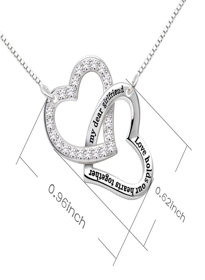 ALOV Sterling Silver "my dear girlfriend love holds our hearts together Love Heart Cubic Zirconia Pendant Necklace - Image 4