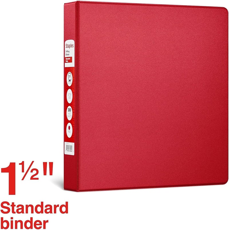 Staples 976155 1-1/2-Inch Standard Binder with D-Rings Red or Burgundy - Image 2