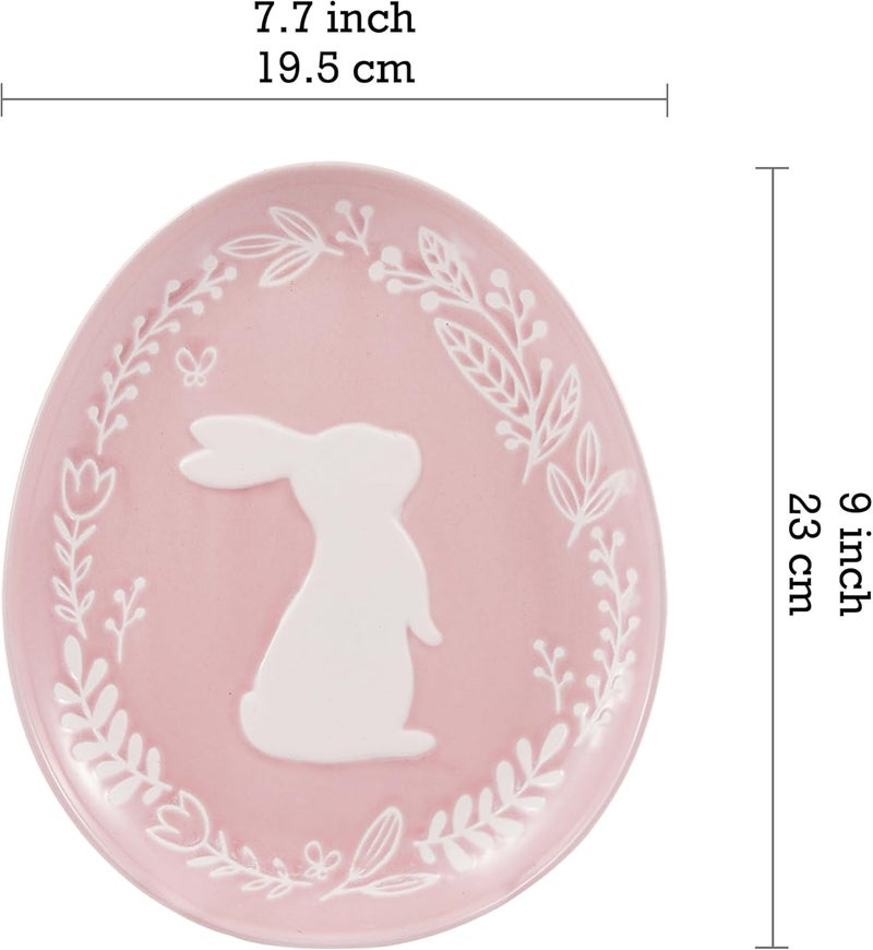 Bico Pastel Color Bunny Stoneware Salad Plates Set Microwave  Dishwasher Safe for Easter Spring - Image 2