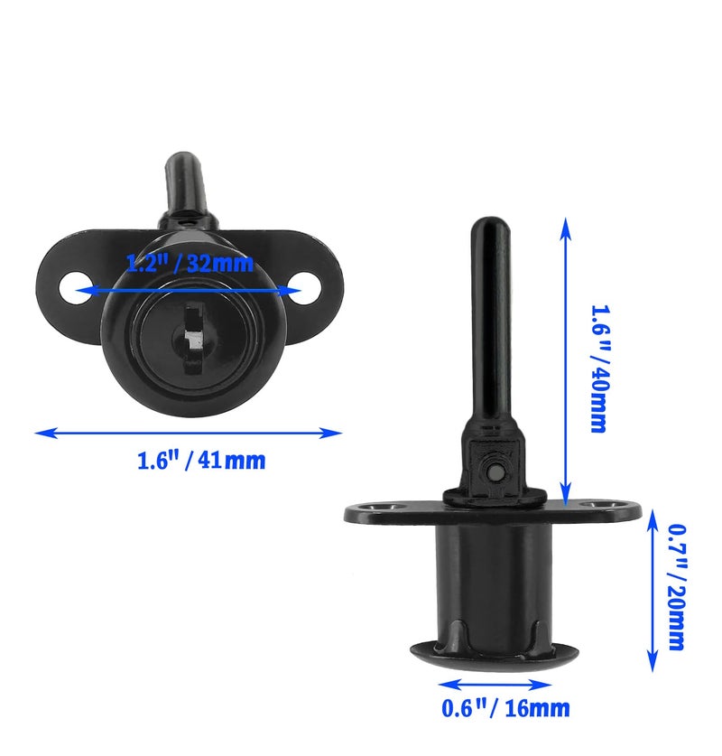 XIEHE 288 Drawer Locks with Keys, Zinc Alloy Office Furniture Drawer Lock, File Cabinet Locks Replacement for Wardrobe Furniture Locker Showcase One Pack 16mm (Black) - Image 5