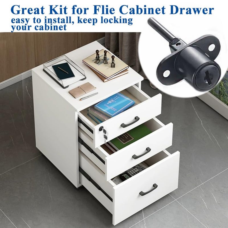 XIEHE 288 Drawer Locks with Keys, Zinc Alloy Office Furniture Drawer Lock, File Cabinet Locks Replacement for Wardrobe Furniture Locker Showcase One Pack 16mm (Black) - Image 4