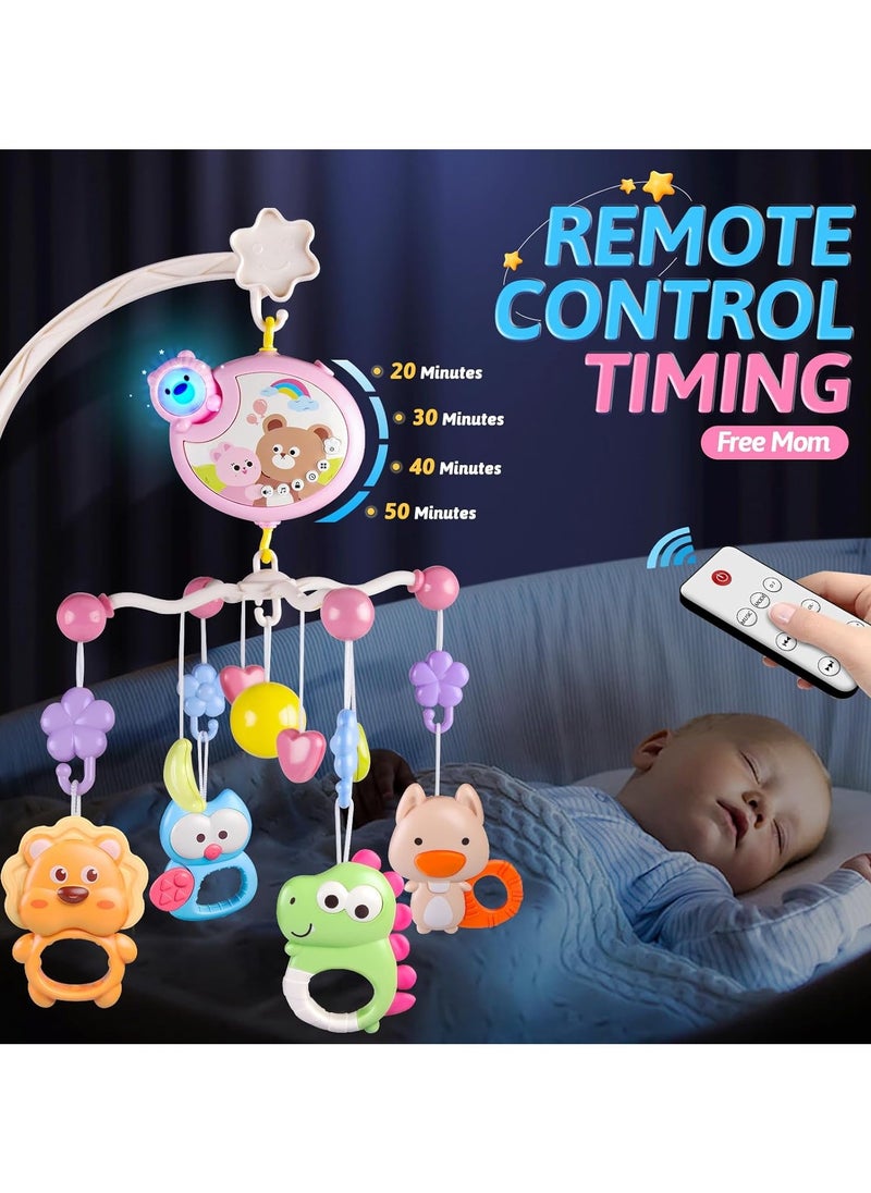 NNEWVANTE Crib Mobile with Music and Lights, Baby Mobiles for Cribs, Nursery Musical Mobile for Bassinets Toys Hanging Girls Boys, Pack and Play Space Portable Animal Mobile Hanger Arm Clip On Attachment  - Image 4