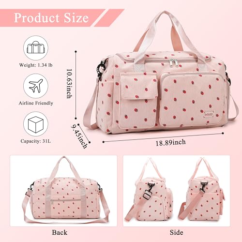 TESAFNG Small Gym Bags for Women Travel Duffle Bag with Shoes Compartment 4 in 1 Carry on Weekender Overnight Bag with Dry Wet Separated Pocket Sport Gym Tote Bag for Yoga Dance Swimming Workout Ballet - Image 3