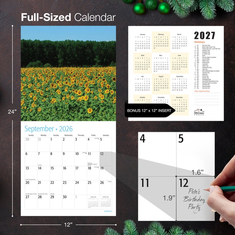 MICASA PRESS Sunflowers 2026 Wall Calendar 12 Month | 12" x 24" Open | Thick & Sturdy Paper | Holiday Gift | Nature Calendar 2026 - Image 5
