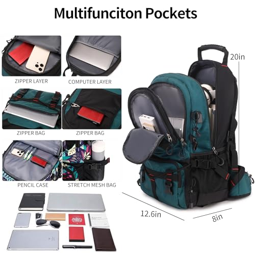 NerIion Nerlion 40L Hiking Backpack Travel Backpack for Men Women Camping Waterproof Outdoor Hiking Daypack Lightweight Backpack (Dark Green) - Image 3