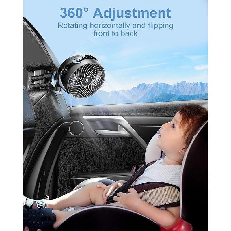 Rechargeable Pram Fan - 4-Speed LED Night Light Baby Fan | Detachable Tripod & Buggy Clip | Stroller for Pushchair, Car Seat, Crib, Bed, Office Travel - Image 5