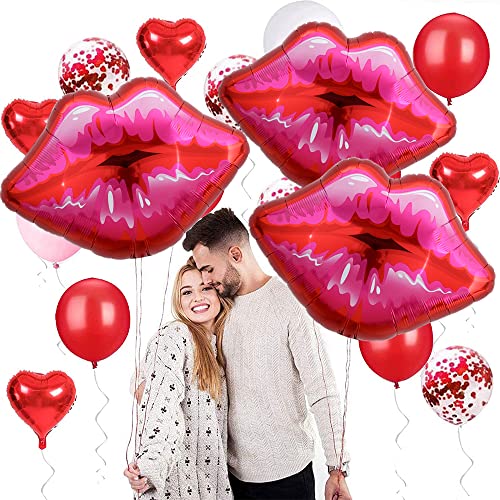 Vuzvuv Pack of 5 Large Pink Huge Red Lips Balloons for Makeup Themed Party Anniversary Decor, Kiss The Miss Goodbye(30 Inch) - Image 4