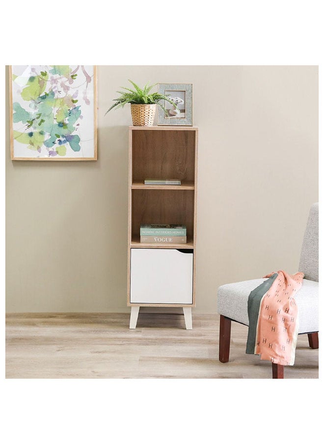 DANUBE HOME خزانة كتب من kalum مكونة من 3 طبقات ورف للكتب بتصميم عصري وخزانة تنظيم خشبية ورف عرض متعدد الوظائف للمنزل والمكتب L 39 × العرض 40 × الارتفاع 116 سم سونوما بلوط/أبيض  - Image 1